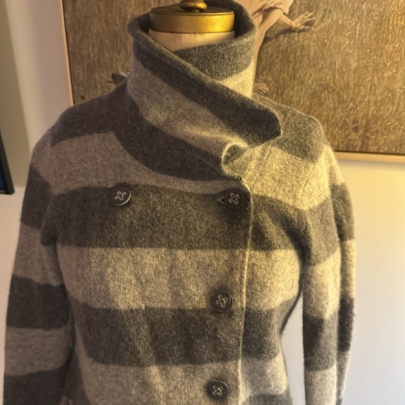 Horny Toad sweater gray striped boiled wool and angora blend sz s - Picture 2 of 5